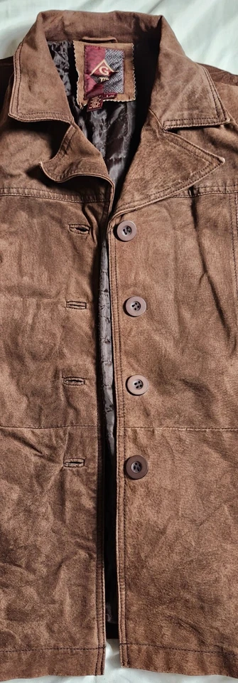 G3 GiiI Women's Leather Jacket With Belt Button Up Brown Lined Size Large - Image 4 of 4