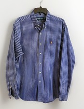 Ralph Lauren Men's Long Sleeve Blue Stripe Button Down Shirt Sz XL Classic Fit