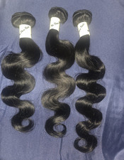 Black Human Hair Weft Extensions Body Wave Wavy 3 Bundle Set Women 11-20"