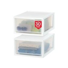 IRIS USA 30 Qt Plastic Drawer Storage Organizer, Stacking Drawers, 2Pack