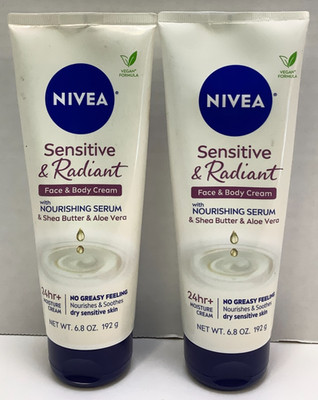 Nivea Sensitive & Radiant Face & Body Cream, 6.8oz, 2 Pack