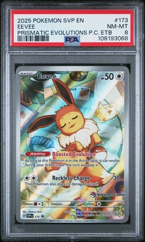2025 POKEMON PRISMATIC EVOLUTIONS POKEMON CENTER ELITE TRAINER BOX EEVEE PSA 8