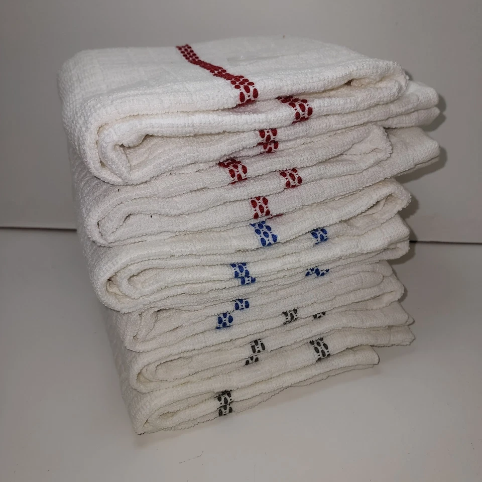 Clorox Toallas de Cocina 16" x 28 Blanco Blanqueador Seguro 50 Lavados Lote de 2 Algodón Azul Foto 3 de 4