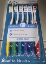 Adult Toothbrushes Set of 2ea Medium 6 Pack Assorted Colors by Brush Buddies 