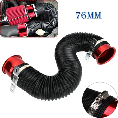 76MM Ram Cold Air Intake Pipe Tube Hose Duct Flexible Induction Turbo Inlet Kit