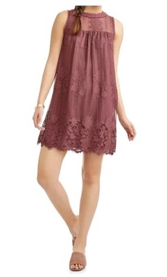 No Boundaries Mini Dress Juniors XL Boho Lace Sleeveless Rustic