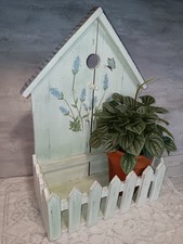 Bandeja de madera para piquetes de casa de pájaros con núcleo de cabaña estante cuidador soporte para plantas organizador