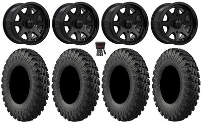 MSA Spark 15'' Wheels Gloss Blk 28'' MotoRally Tires Polaris Sportsman