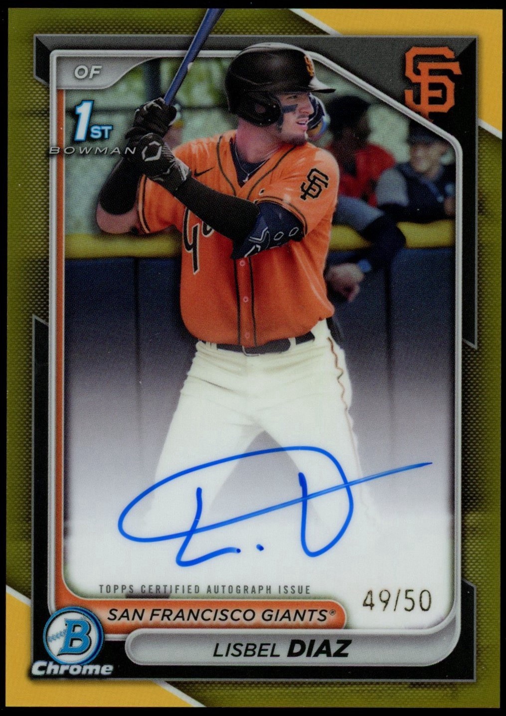 2024 Bowman Chrome Lisbel Diaz Auto True Gold Refractor 1st #49/50