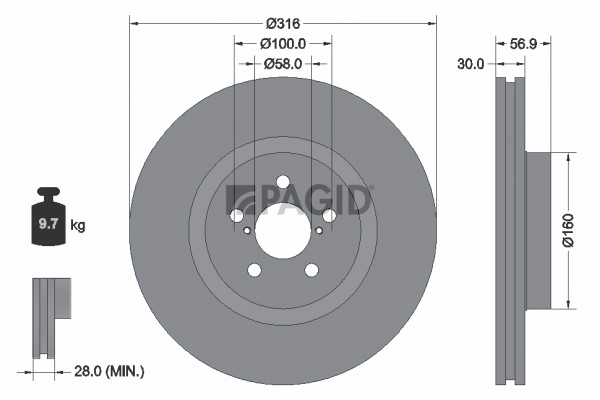 2X Pagid Bremsscheibe InnenbelüFtet Ø316Mm FüR Subaru Forester Sj_ Legacy IV-image