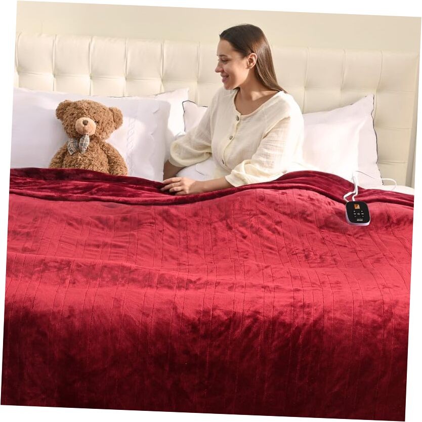  Heated Electric Blanket - Flannel Full Size 77" &times; 84" Red 
