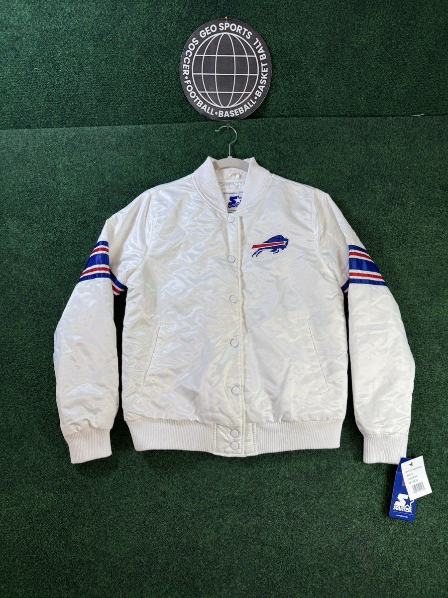 Women's Buffalo Bills Starter White Line Up Satin Full-Snap