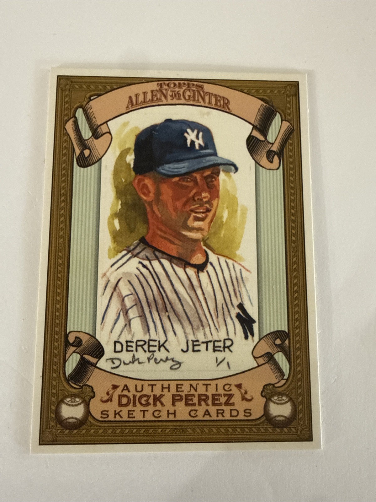 2007 Topps Allen & Ginter Dick Perez Sketch Cards Derek Jeter #19 HOF Yankees