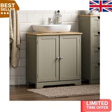 Stylish Freestanding Under Sink Cabinet in Grey & Oak - Space-Saving Design