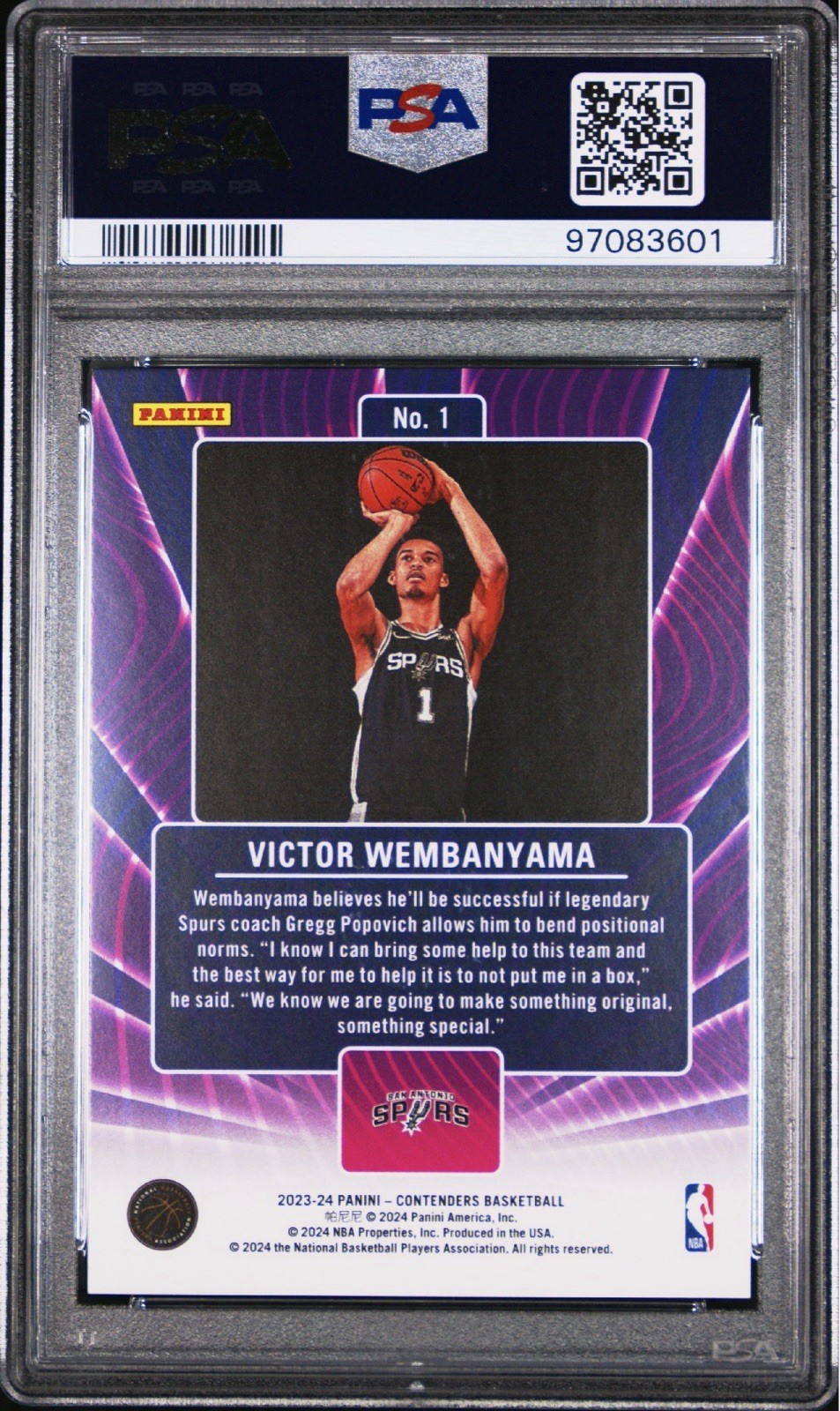 2023-24 Panini Contenders - Lottery Ticket Victor Wembanyama #1 (RC) view 2