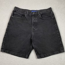 DC Shoes DIY Baggy Jean Shorts Men's Size 36 Black Denim Y2K Jorts 8" Inseam