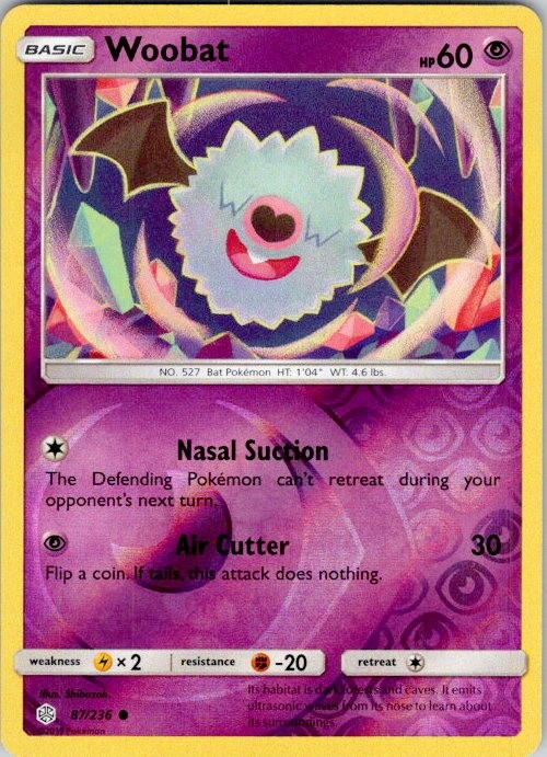 Woobat Reverse Common SM - Cosmic Eclipse 87/236 NM