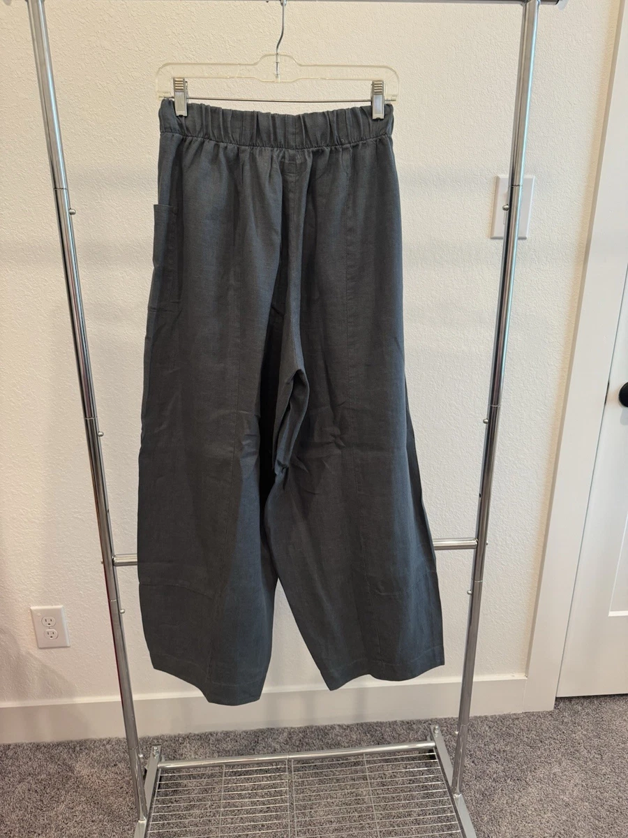 Gray Wide-Leg Linen Pants for Women for sale | eBay