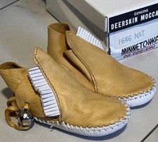 Minnetonka Moccasins Pa Poo Shu Bells Infant Size 2 Deerskin Soft Sole w/ Box