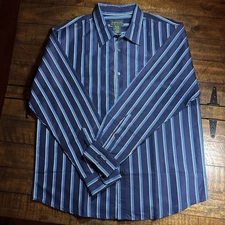 Scandia Woods Men's Long Sleeve Size L Striped Blue