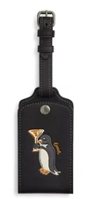 Coach Luggage Tag -CCP93 Black Gunmetal Multi Smooth Leather Penguin Print