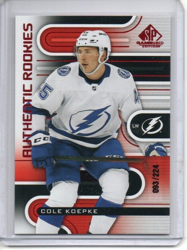 2022-23 UD SP Game Used Authentic Rookies Cole Koepke #/224 Lightning