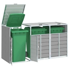 Wheelie Bin Storage for Triple Bins Gray 85"x31.9"x45.3" Steel