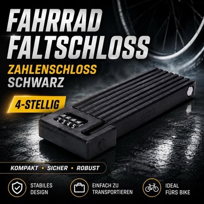 Fahrrad Faltschloss Zahlenschloss Schwarz 4-stellig Sicherheits Schloss