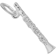 Detailed Clarinet Charm - Metal - Sterling Silver