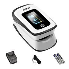 Fingertip Pulse Oximeter SpO2 Monitor, OLED Screen, Black, Batteries Included