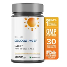 Decode Age DAKE 600 IU Vegan D3 K2 A E Multivitamin | Bone & Immunity Support