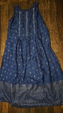 Indian Readymade Long Dress Gown Blue Beaded Indian Ethnic Wear