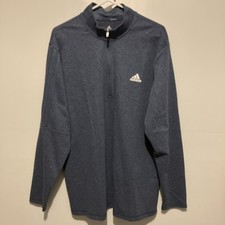 New Adidas Golf Men s 1/4 Zip Longsleeve Cotton Knit Pullover Blue Size XL