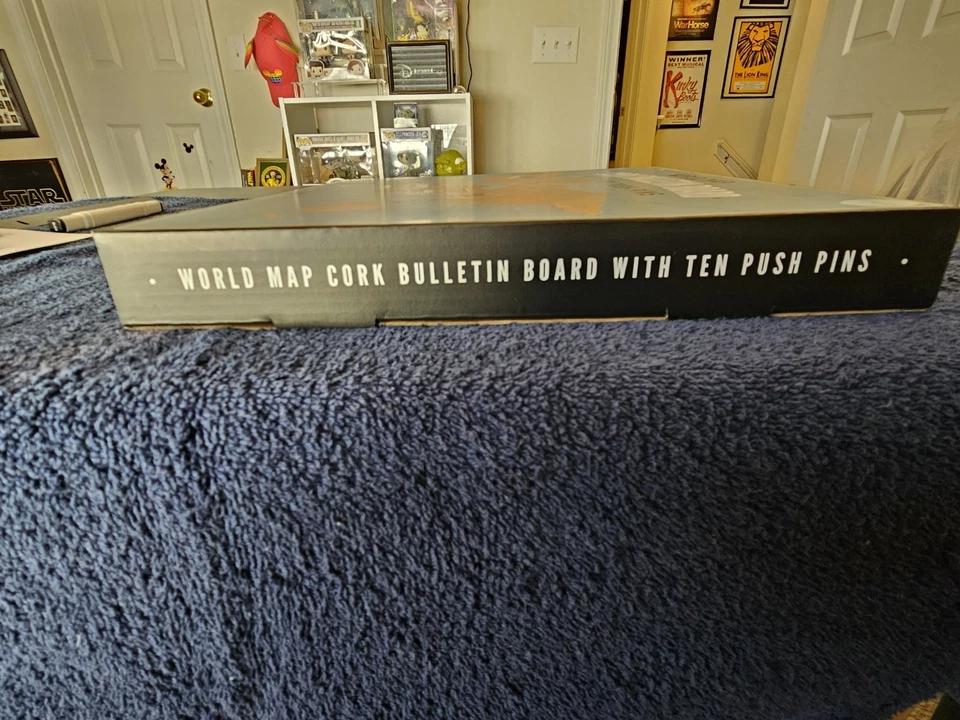 World Map Cork Bulletin Board with 10 Push Pins - Travel Gifts, School Projects - Image 3 of 4