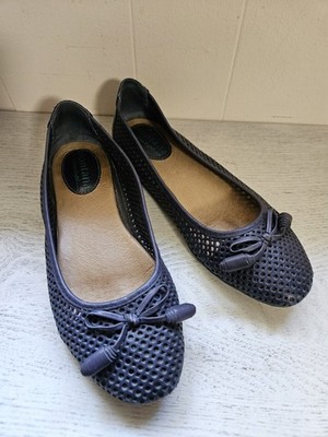Montana Artisan Crafted Ballet Shoes 7M with Bows Leather Navy Blue