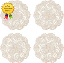 4 Pack Vintage Crochet Doilies 8 Inch Cotton Lace Placemats Handmade Table Set