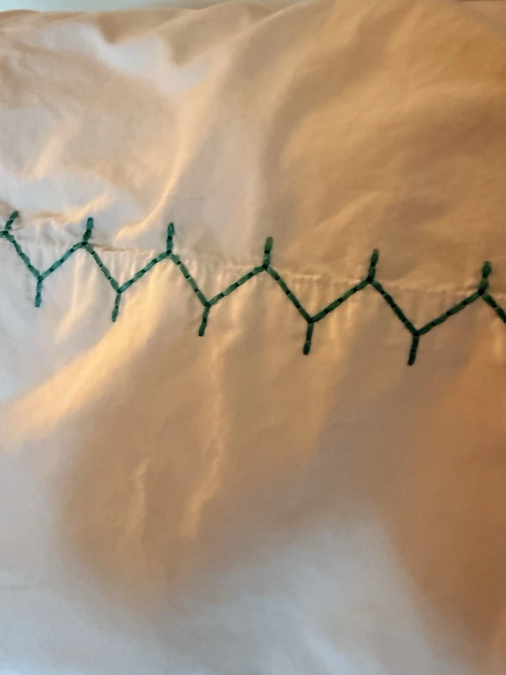 Juego de 4 fundas de almohada John Robshaw King cosidas verde azulado turquesa usadas en excelente estado 20x39 Foto 2 de 4