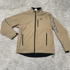 Cinch Jacket Mens Large Tan Softshell Full Zip Western Striped Embroidered Logo