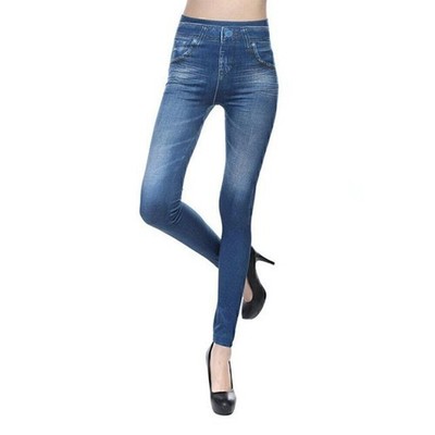 Damen Jeansoptik Leggings Treggings Stretch Jeggings Leggins Skinny Fitness Hose