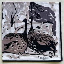 Vintage Handkerchief Cotton Struthio Camelus~Bag Gun Hunting Pocket Square 18"