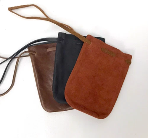 Small Leather Bag with Drawstring - Pack of 3 Bags