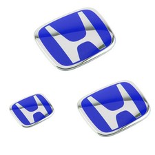 3pcs Blue Front Rear Steering Badge Emblem For Civic Si Coupe Accord Coupe 06-17