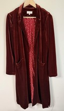 Skies Are Blue Orange Rust Velvet Duster Long Blazer Jacket M Whimsey Goth