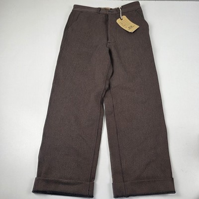 Bronson Pants Mens 32x27 Brown Herringbone Canvas Cuffed Workwear Chino Winter