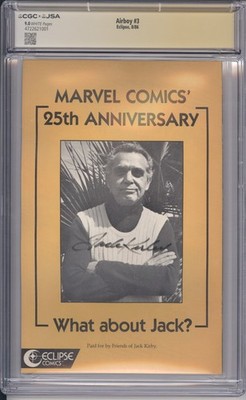 Airboy #3 CGC 9.0  (1986 Eclipse Comics) Jack Kirby Signature on Cover Scarce!