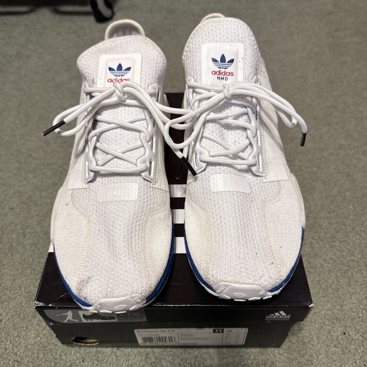 Adidas Originals NMD R1. V2 White Blue Red FX4148 Men's Size 7.5