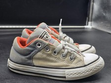 Converse All Star Shoes Kids Size 11 Gray Orange Low Top Sneakers Damage Stains