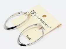 New Directions Elongated Silver Hoop Earrings E1351