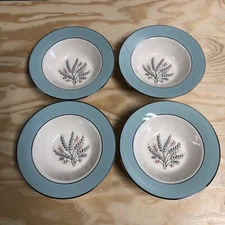 4 Vintage Homer Laughlin Cavalier Soup Bowls Eggshell Teal 6” Lot M57N5 HTF C2D