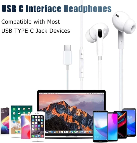 Słuchawki typu C Douszny zestaw słuchawkowy z mikrofonem do Samsung iPhone iPad Xiaomi Google - Zdjęcie 7 z 7